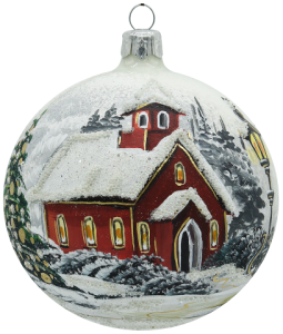 Glass Christmas Ornament Landscape Shiny White
