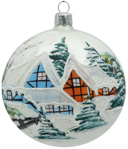 Glass Christmas Ornament Landscape Matt White