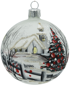Glass Christmas Ornament Landscape Matt White