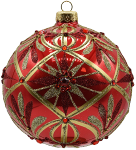 Glass Christmas Ornament Shiny Coral
