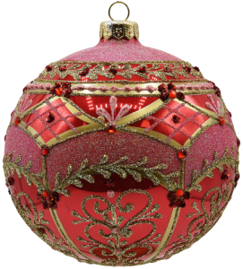 Glass Christmas Ornament Shiny Coral
