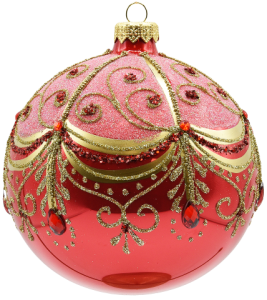 Glass Christmas Ornament Shiny Coral