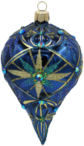 Glass Christmas Ornament Shiny Navy Blue
