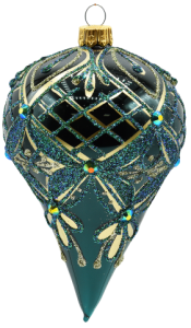 Glass Christmas Ornament Shiny Bottle Green