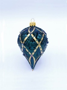 Glass Christmas Ornament Shiny Bottle Green