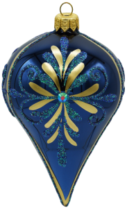 Glass Christmas Ornament Shiny Navy Blue