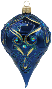 Glass Christmas Ornament Shiny Navy Blue