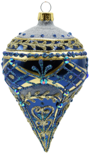 Glass Christmas Ornament Shiny Navy Blue