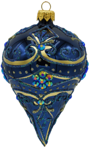 Glass Christmas Ornament Shiny Navy Blue