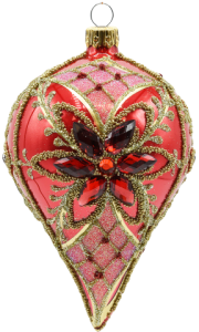 Glass Christmas Ornament Shiny Coral