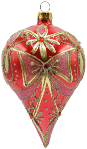 Glass Christmas Ornament Shiny Coral
